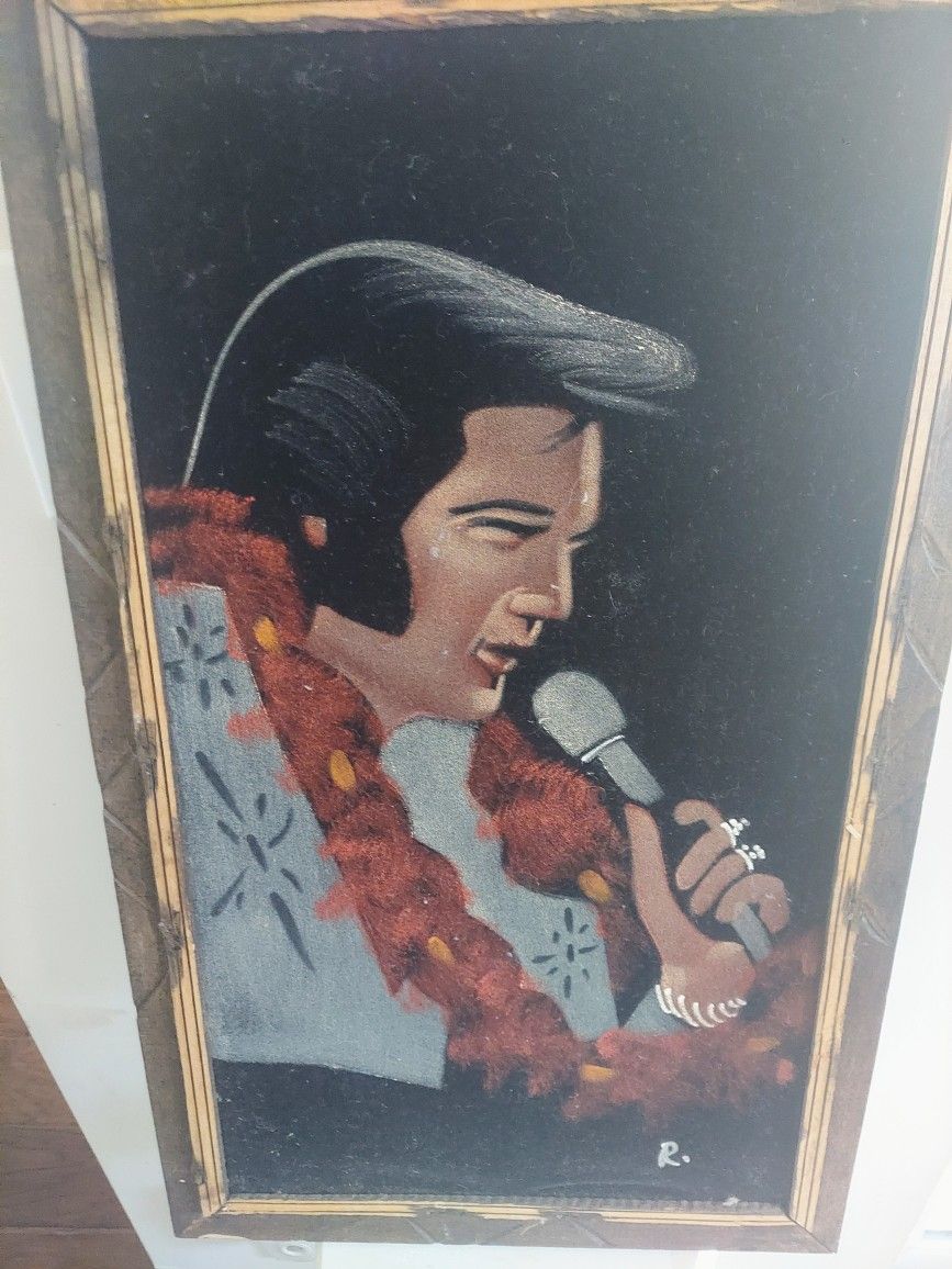 Vintage Elvis Presley Velvet Painting With Mexican Frame