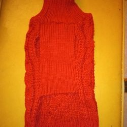 Red Cable Knit Dog Sweater (M)