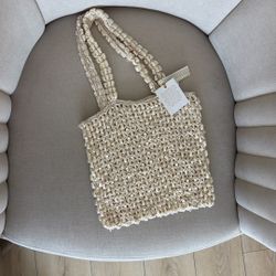 Pearl Oyster Beaded Crochet Bag 