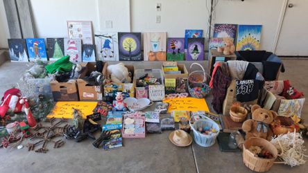 Estate Lot of Decorations, Collectibles, Clothing, Paintings, holiday decor, Antiques, farmhouse items,Toys.