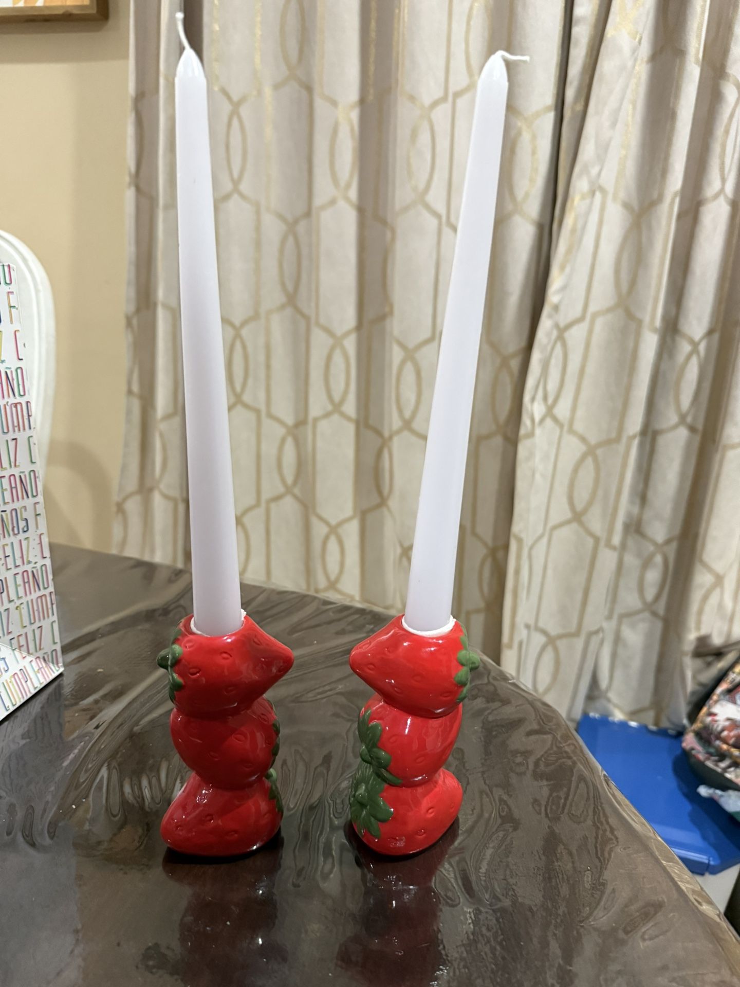 Ceramic Strawberry Candle Holders