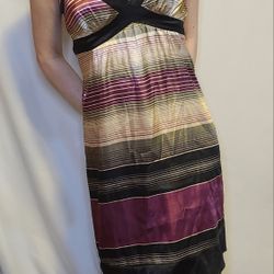 Purple/ Black/ Beige Striped Dress. Size Small