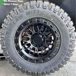 Lock Off-Road Combat Wheel 17x9 6x139.7 1mm Matte Black w/ Matte Black Ring And 285/70/17 Mud Terrain New Tires