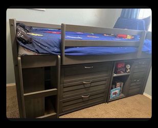 Twin Loft Bed with Drawers and Storage