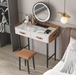 Dressing table with makeup mirror