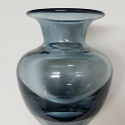 4 5/8" Heavy Teal Blue Glass Vase