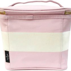 kate spade new york Small Insulated Lunch Tote, Lunch Cooler, 8 x 7 x 4.5 Cute Lunch Bag for Women, Pink Thermal Bag with Double Zipper Close and Carr
