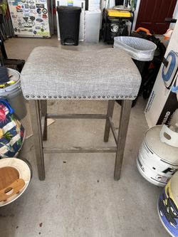 Backless Grey Bar Stools (3)