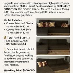 Coulee Point 2-Piece Sectional Sofa – Like New