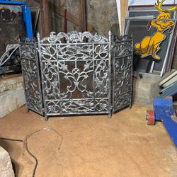 Antique Cast Iron Fireplace Screen