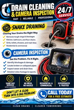 Snake drain and camera inspection