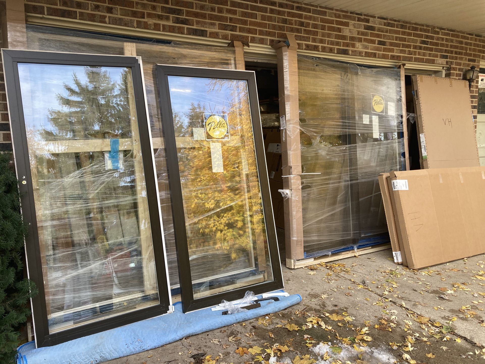 New Patio doors  brown exterior  vinyl  XO operation  72 by 80