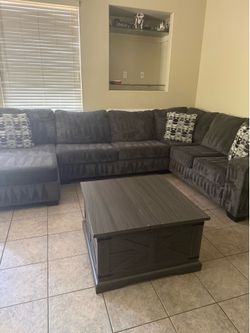 Sectional and coffee table