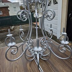 Beautiful Xlarge 8 Light Silver Iron Chandelier 