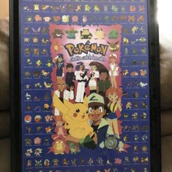 Framed cardboard Pokémon poster