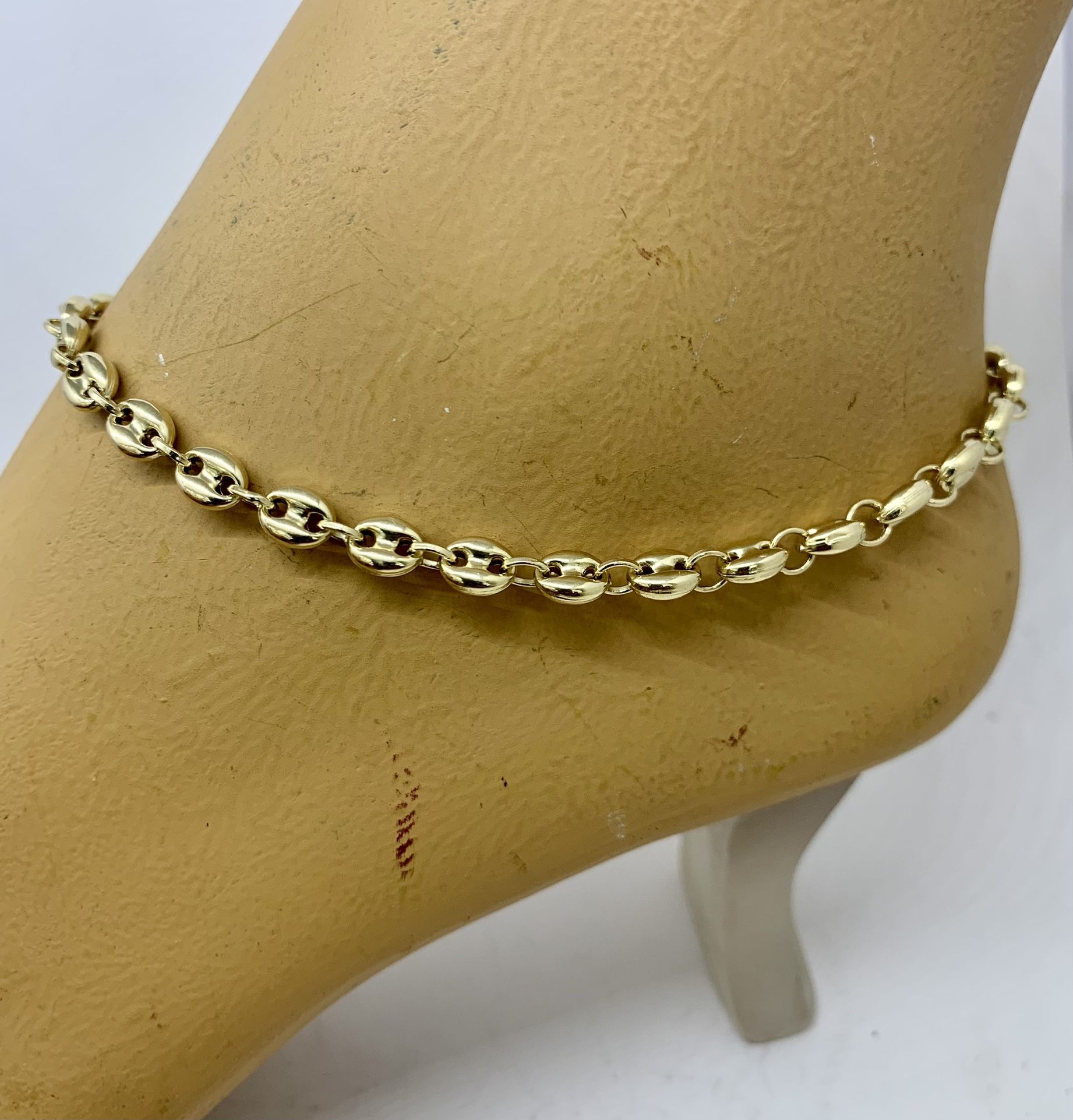 14 karat solid yellow gold Mario near style ankle bracelet anklet