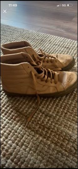 Vans Sk8-Hi Tan Leather Sneakers - Men's 9.5 / Women's 11