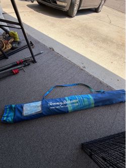 Tommy Bahama Beach Umbrella with ANCHORX Sand Anchor - Blue/Green