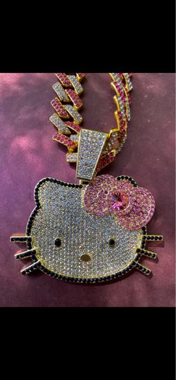 Hello Kitty iced out chain necklace