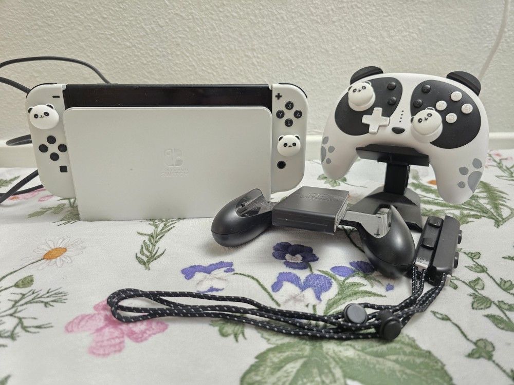 Cute Nintendo Switch OLED with controller