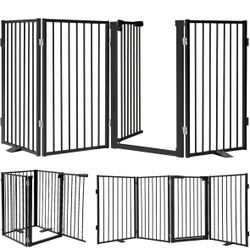 Metal Freestanding Dog Gate with Door