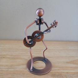 Vintage Metal Guitarist Sculture Decor 