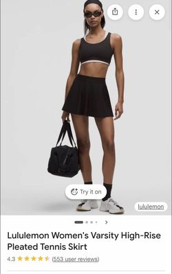 Lululemon  Varsity High-Rise Pleated Black  Tennis  Skirt.  Size 8