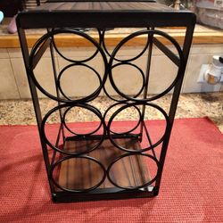 Black Metal And Wood Wine Rack