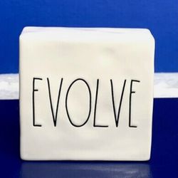 Rae Dunn THINK EVOLVE Square Block Artisan Collection Magenta Desk Paperweight


