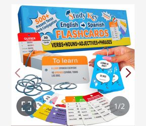 500+ English-Spanish Flash Cards For Adults And Kids 15+, 270 Spanish Verb Conjugation, Nouns, Adjectives, And Phrases To Learn Spanish For Adult Begi