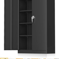 Steel SnapIt Storage Cabinet 71" Locking Metal Garage Storage Cabinet with 4 Adjustable Shelves, 2 Doors and Lock for File, Office, Garage, Home