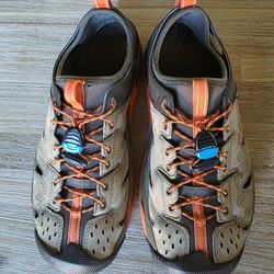 Hoka Mens Size 8, Sandals, Leather Top.  hybrid hiking sandal designed for trails & water. Selling due to foot problem. ORiGINAL Price $140.