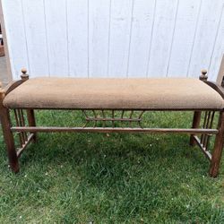 Distressed metal frame bench