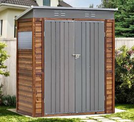 New in Box 5 ft. W x 3 ft. D Brown Wood Shed Outdoor Storage with Sloping Roof
