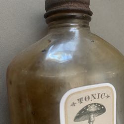 Antique Apothecary Bottle With Lid 