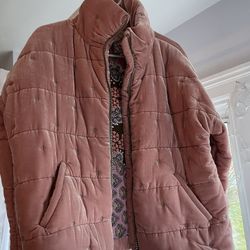 Light Pink Velvet Designer Puffer Jacket 