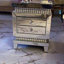 Mirrored two drawer Nightstand