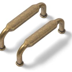 New Goo-Ki 6 Pack 3 Inch (76mm) Hole Center Cabinet Pulls Antique Brass Zinc Alloy Kitchen Drawer Pulls Drawer Handles 3.45 Inch Length