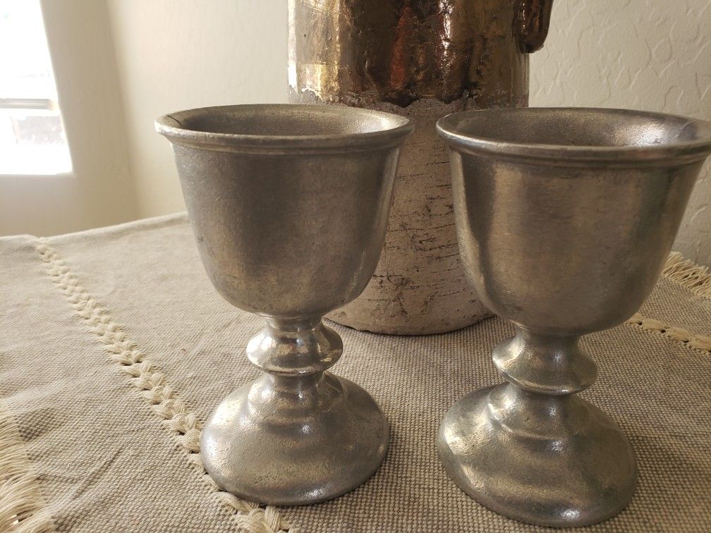Vintage Pewter Wine Goblets