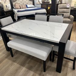 6 Pieces Gray Color Dining Table Set