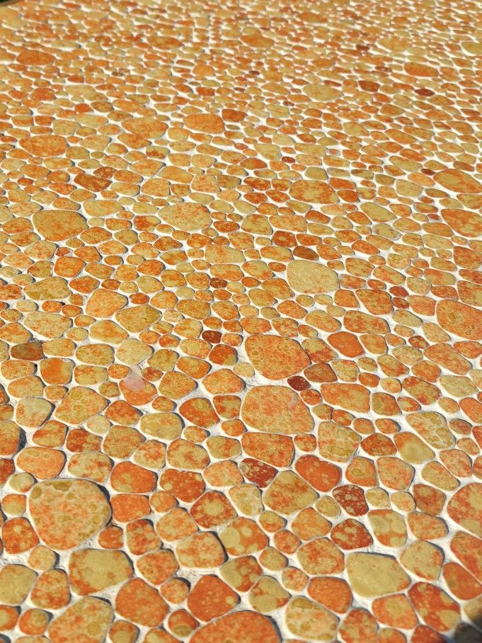 Retro Mid Century Orange Mosaic Glazed Tile Coffee Table | 60s 70s Funky coffee table