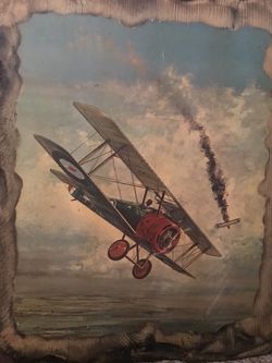 Vintage JB Deneen WWII Paintings On Wood Slabs