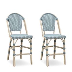 PURPLE LEAF French Counter Height Stool Set of 2, Patio Bar Chairs with Back Rattan, French Bistro Set
