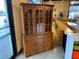 Nutmeg Maple Two Piece Display China Cabinet