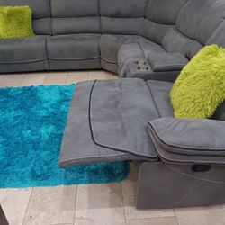 *Ad Special*---Alejandra Sophisticated Gray Fabric Reclining Sectional Sofa---Now $1199---Delivery And Financing👍
