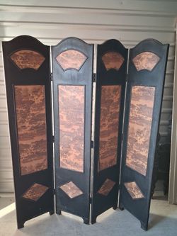 Vintage Wooden Asian Style Folding Screen Room Divider Screen 62 x 70.5