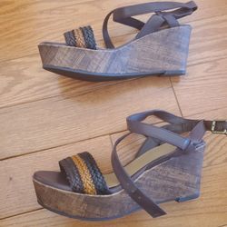 MOSSINO Wedge Sandals Brown Cork Heels Slip On Slides Size 7. 5