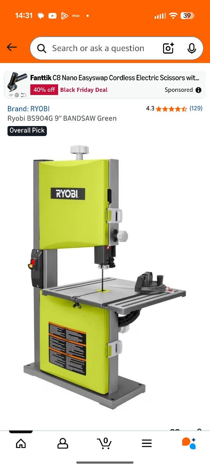 Ryobi 9 "Inch Band Saw 