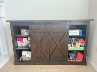Sliding Barn Door TV Stand, Color: Espresso
