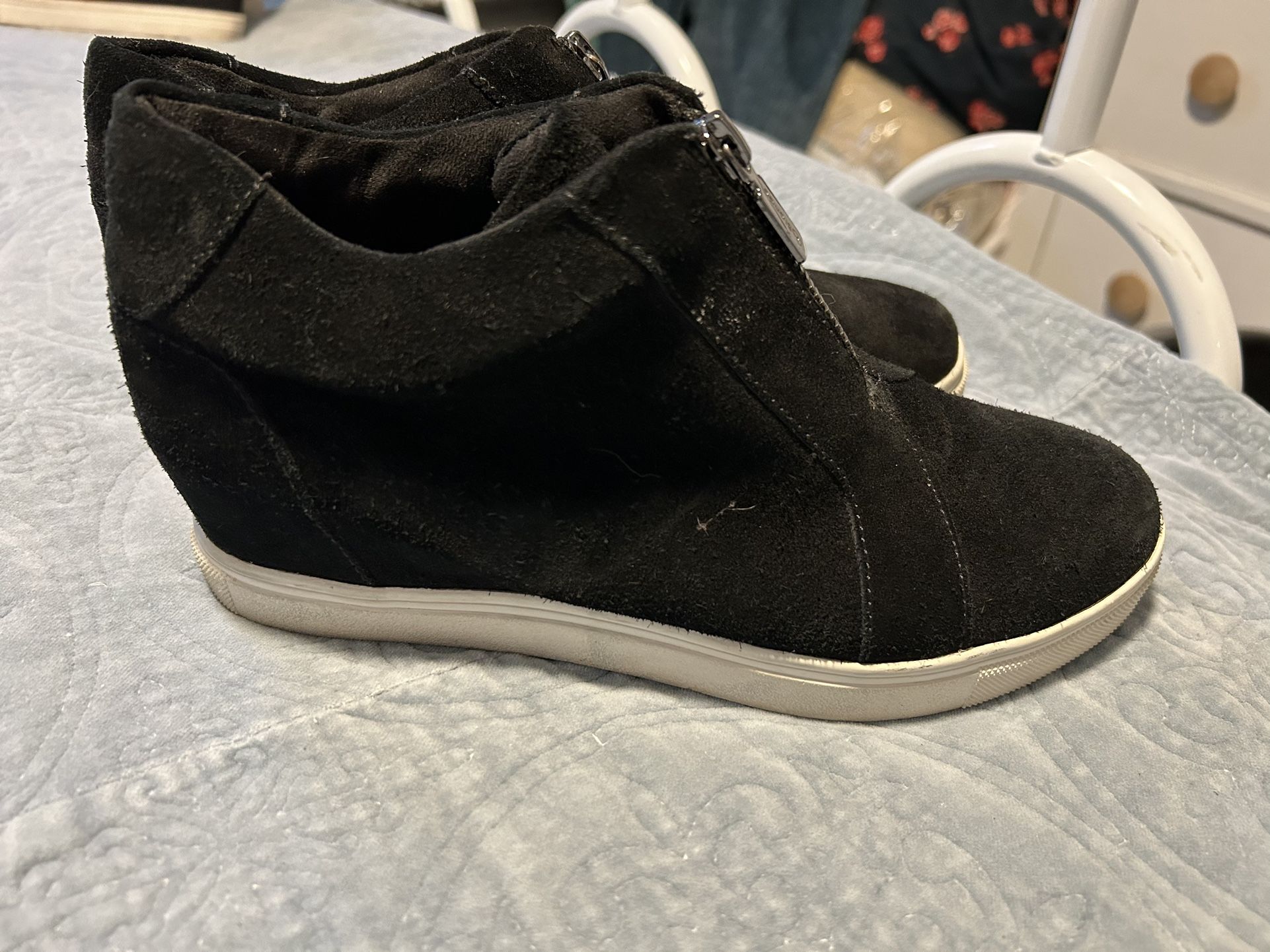 Suede Wedge Zip-ups